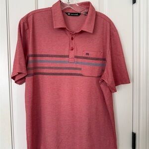 Travis Mathew Red Polo Shirt with Stripes